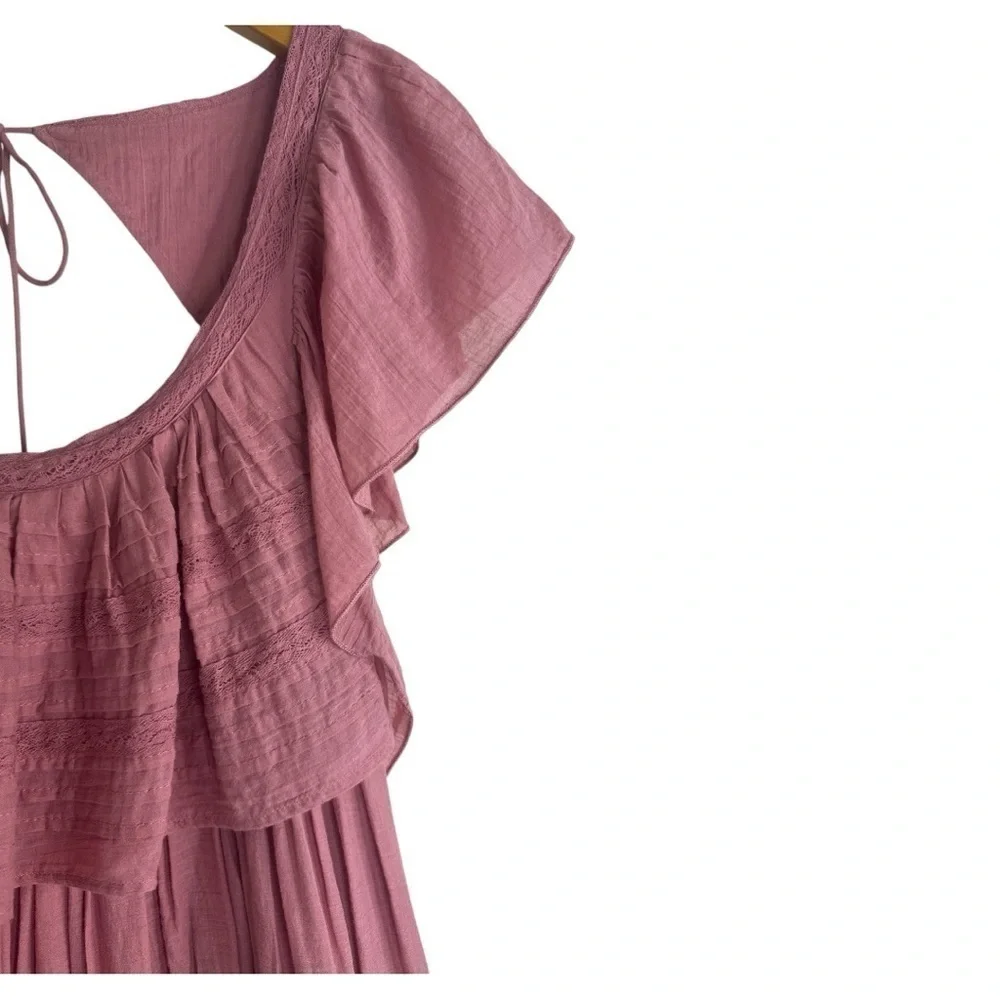 Free People Hailey Mini Dress Pink Open Back Boho Small